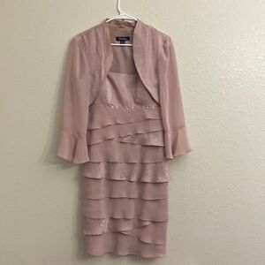 Pink Rhinestone Ruffle Mini Party Dress worn once to a wedding! Size 12